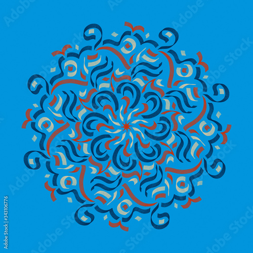 mandala blue circle pattern ornament (ID: 343106776)