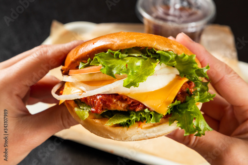 ハンバーガーセット(創作)　American fast food hamburger