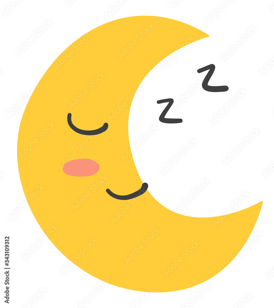 sleeping moon / cartoon vector and illustration, isolated on white background sleeping moon / cartoon vector and illustration, isolated on white background