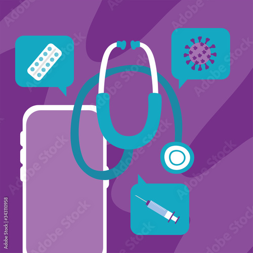 online health technology with smartphone and stethoscope