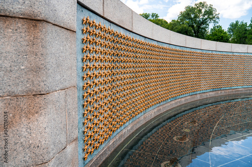 Gold stars on the Freedom Wall, part of the National World War II Memorial in Washington, D.C. photo