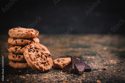 Bild auf Leinwand Galletas cookies con chocolate