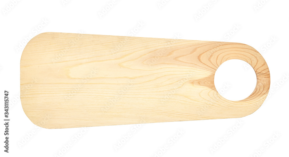 Wooden cutting board isolated on white background