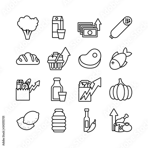 bundle of commodity basket icons