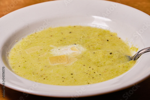Zucchini soup with cream and parmesan cheese