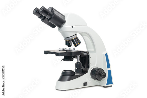 microscope isolated on white background, science
