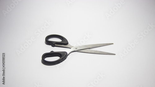 close-up scissors on a white background