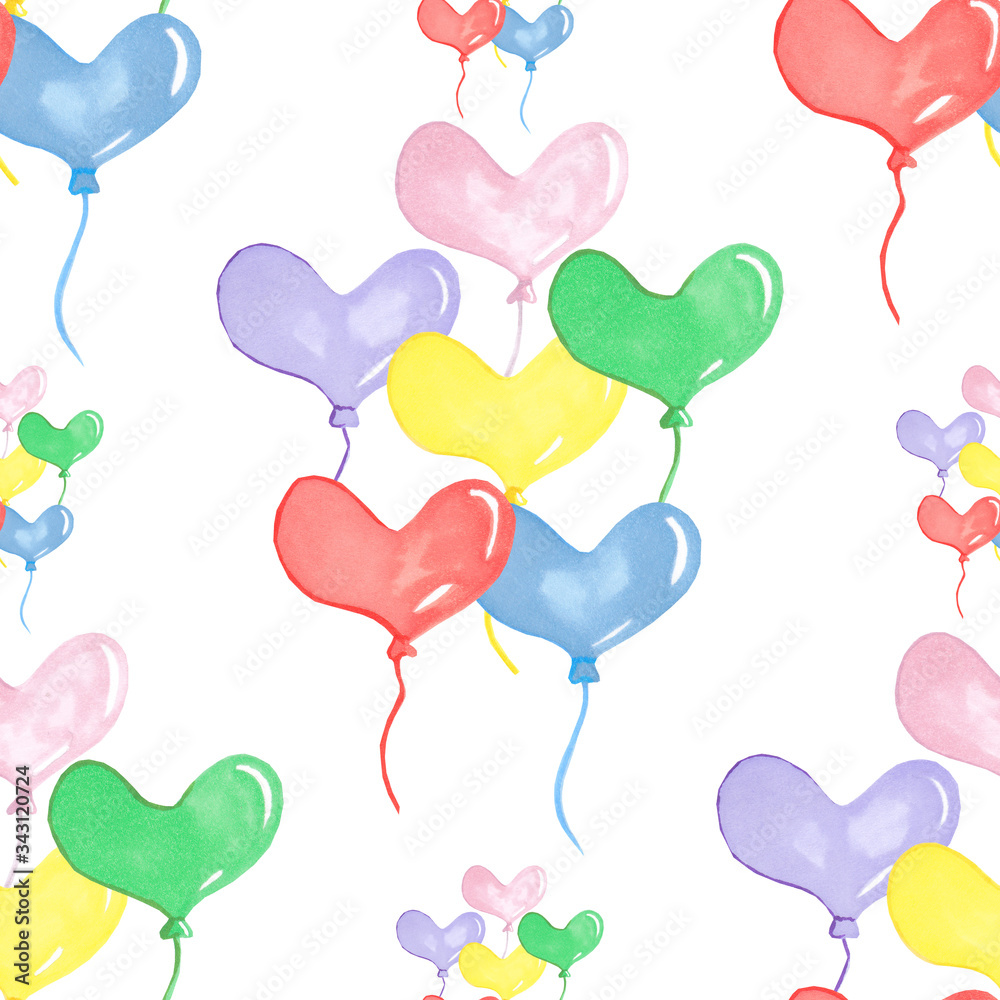 seamless pattern, colorful balloons, print, holiday, birthday, gift wrap, fabric pattern