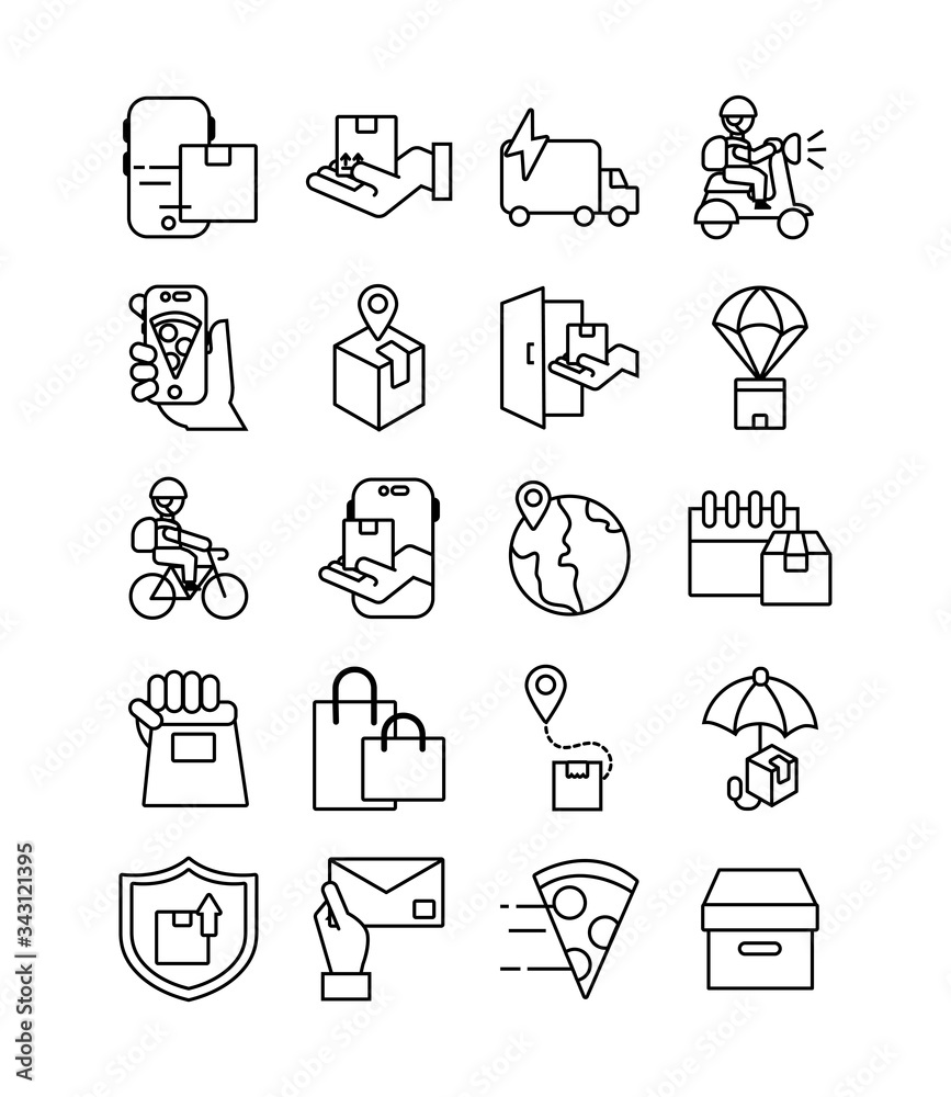 bundle of delivery service icons bundle of delivery service icons