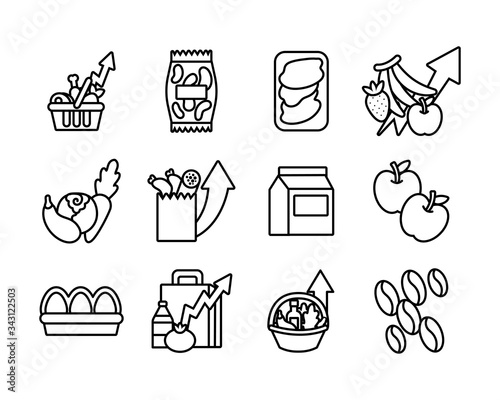 bundle of commodity basket icons