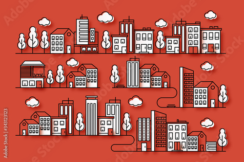 City line illustration design in paper style