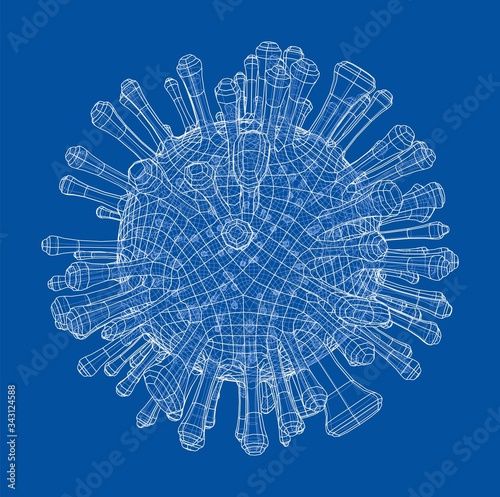 Vector wire-frame model of a virus