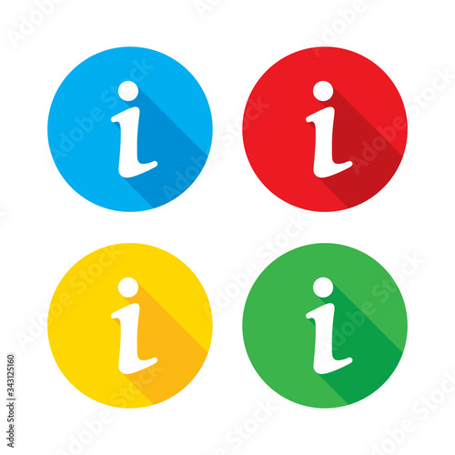 Information vector icons with shadow isolated on white background. Multicolored information icons signs. Information info simple vector icons.