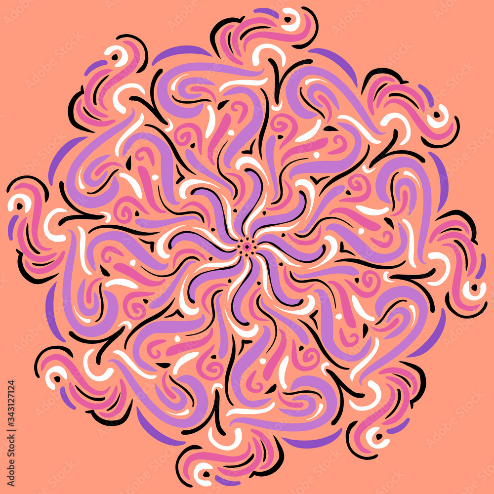 mandala orange white black circle pattern ornament