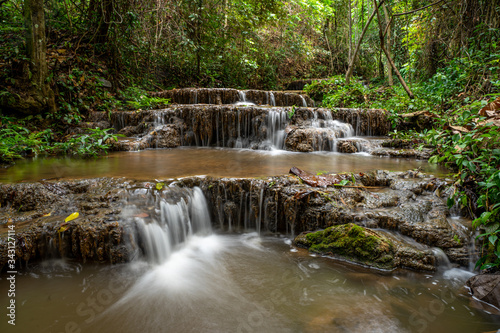 Landscape photo  Huay Ton Phung Waterfall  beautiful waterfall in deep forest at Phayao province  Thailand