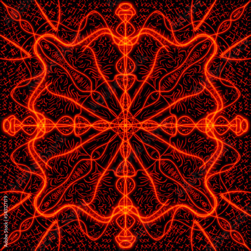 mandala orange circle pattern ornament (ID: 343127179)