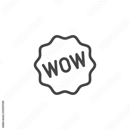 Wow icon. Symbol of admiration or surprise. Line label for online services, stores, markets and mobile apps, sticker for printed. Graphic pictograph for messenger. Vector illustration isolated