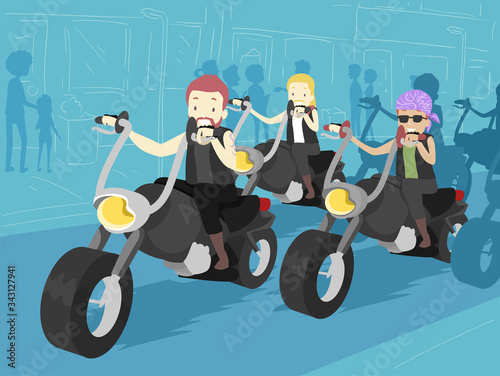 People Man Big Bike Gang Ri...
