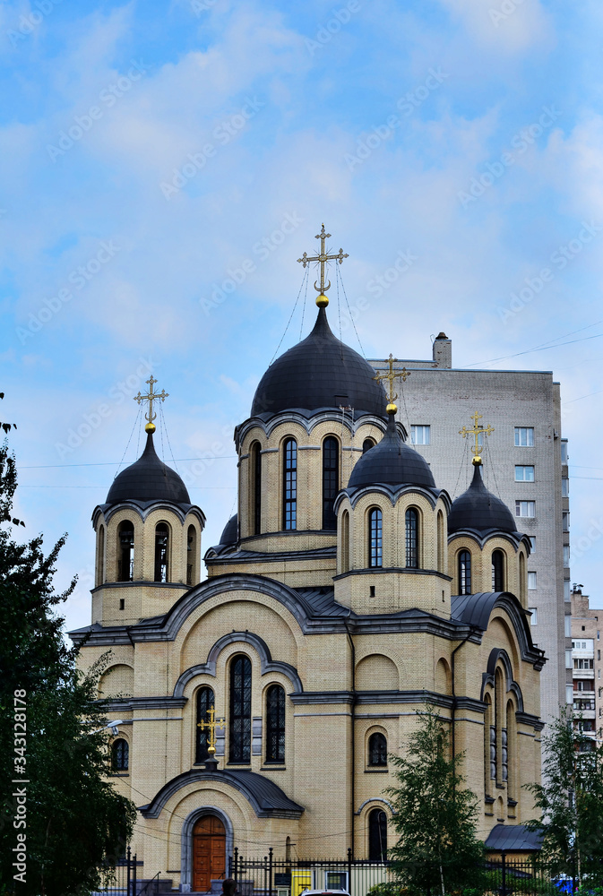 Orthodox Church with domes against the sky