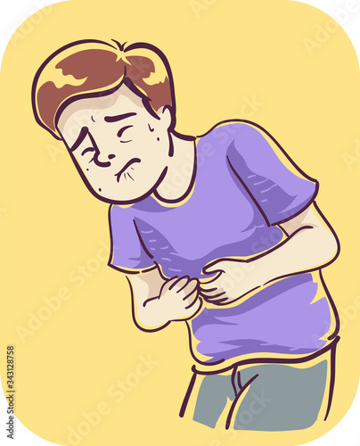 Man Symptom Upper Right Abdomen Pain Illustration