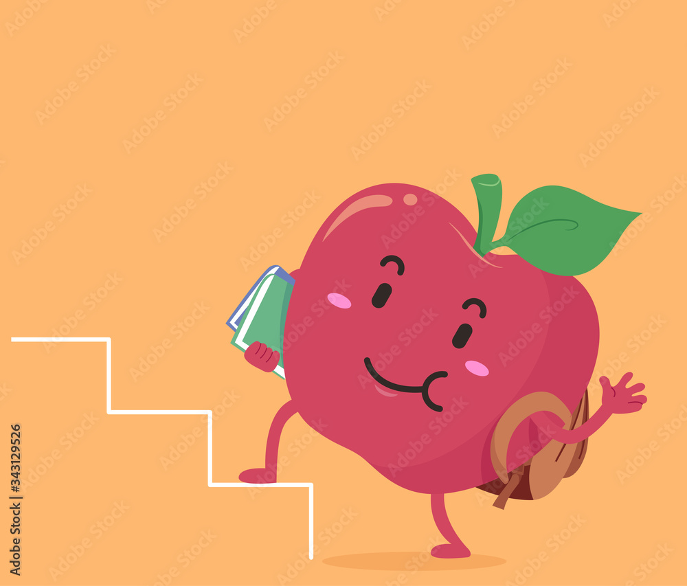 Mascot Apple Education Stairs Illustration Mascot Apple Education Stairs Illustration