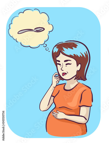 Pregnant Woman Metallic Taste Illustration
