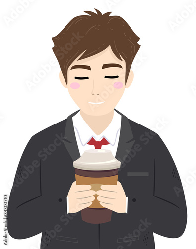Man Business Attire Drink H...