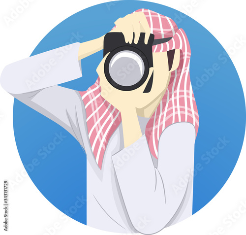 Man Camera Photography Middle East Illustration