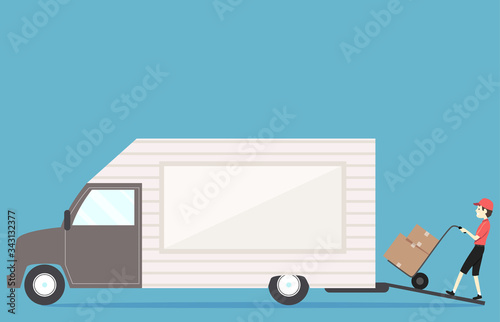 Man Loading Boxes Truck Illustration