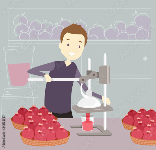 Man Pomegranate Juice Illus...