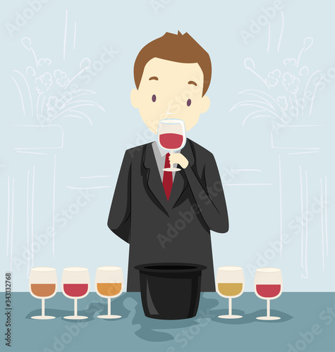 Man Taste Wine Illustration