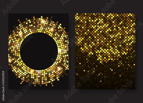 Shining golden mosaic abstract background.