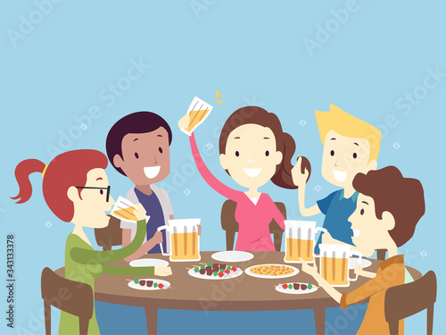 People Friends Drink Beer D...