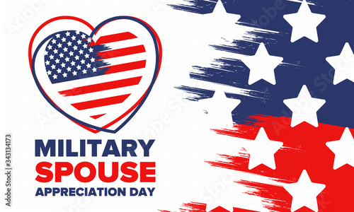 Military Spouse Appreciation Day. Celebrated in the United States. National Day recognition of the contribution, support and sacrifice of the spouses of the Armed Forces. Poster, card, banner. Vector