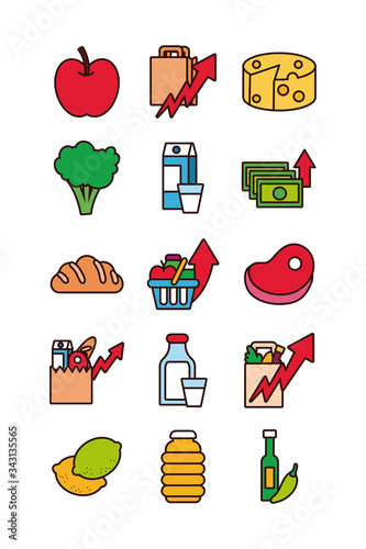 bundle of commodity basket icons