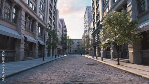 Empty european city. Empty city streets during a pandemic. Realistic 3d visualization