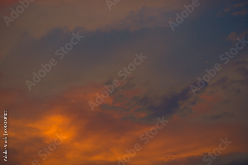 abstract background view of the colorful twilight sky.In the evening, the colorful changes (pink, orange, yellow, purple, sky) merge into the beauty of nature