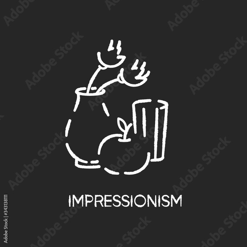 Impressionism chalk white icon on black background