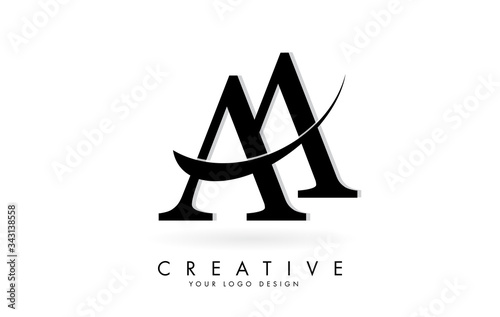 Double AA A letters logo with black swoosh.