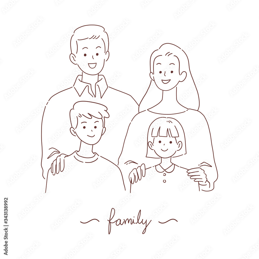 doodle of parents and children with family handwritten lettering, hand-drawn style vector illustration. doodle of parents and children with family handwritten lettering, hand-drawn style vector illustration.