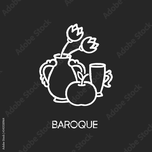 Baroque chalk white icon on black background