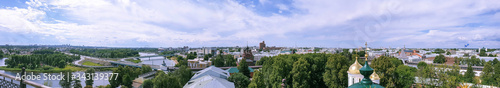 Yaroslavl. View from height. View from the monastery belfry of the Transfiguration monastery. Modern buildings in the old town