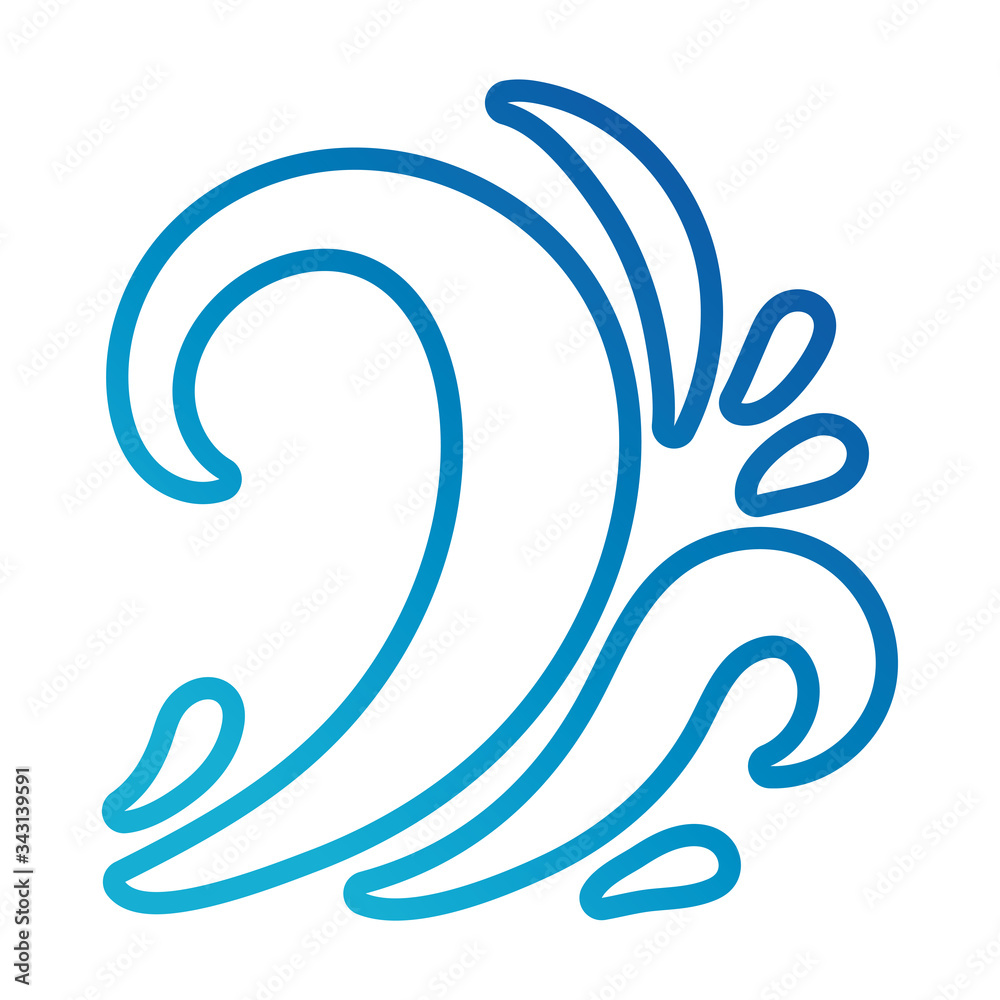 Naklejka premium water wave ocean line gradient style icon