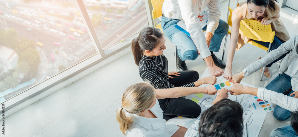 Teamwork,partnership and Social connection in business join hand ...