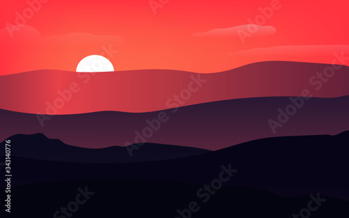 sunset in mountains