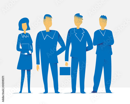 La squadra di professionisti, uomini d'affari isolati su sfondo bianco