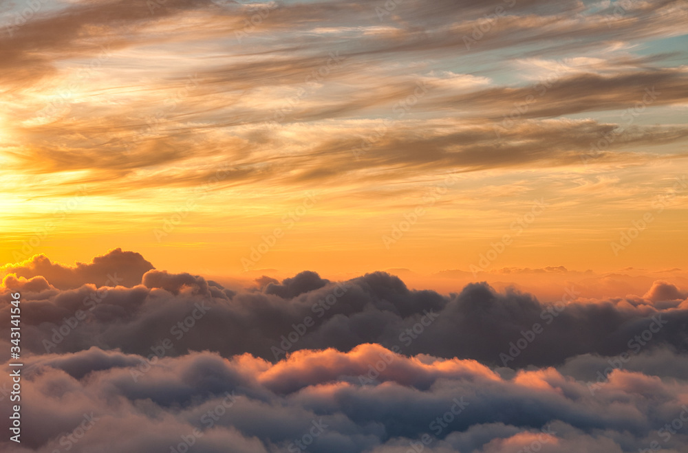 日の出, 空, 雲海, 雲, 太陽, 自然, オレンジ, 風景, 赤