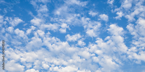 Blue sky with soft white cloudy atmosphere is clear and clean.