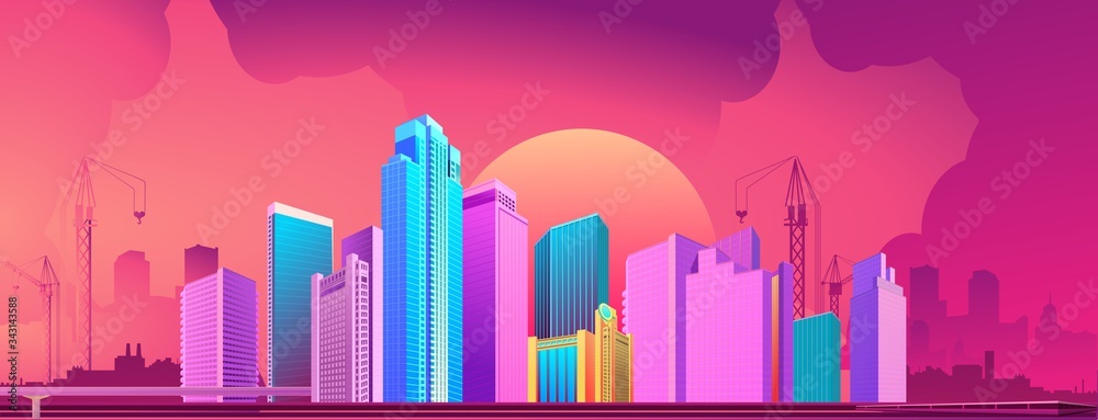 City night banner horizontal concept