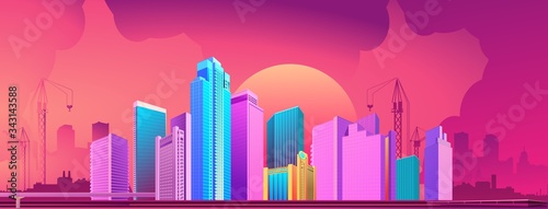 City night banner horizontal concept